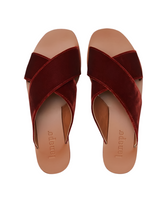 Lanapo Greek Red Velvet Strap Sandals